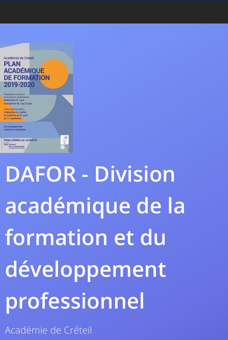 isafil's tweet photo. Le plan académique de formation 2019-2020 de l’@AcCreteil est désormais en ligne 👍 Remerciements et félicitations à @AudebertVincent et toutes les équipes de la #DAFOR https://t.co/ZA7uh5e0H1 https://t.co/aSN8FUGedb