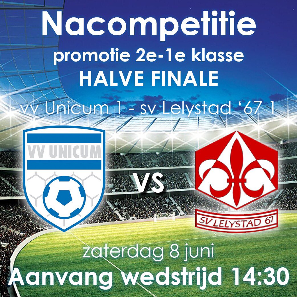 Goedemorgen vandaag is het derby MATCHDAY <a href="/vv_Unicum/">VV Unicum Lelystad</a> <a href="/svLelystad1/">sv Lelystad 1</a>