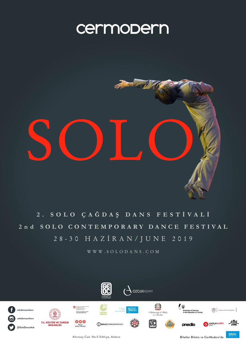 Geri sayım başladı. 2. Uluslararası Solo Çağdaş Dans Festivali 28-30 Haziran tarihleri arasında CerModern Açık Hava Sahnesi’nde...