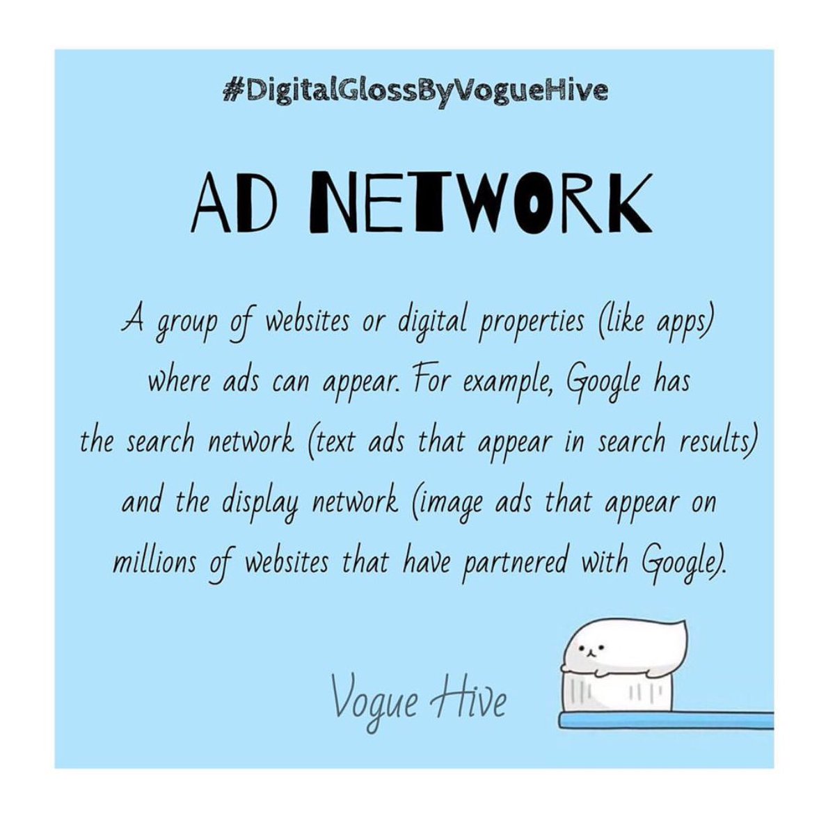 VogueHive_'s tweet image. Do you know what is an AD NETWORK? 

#DigitalGlossByVogueHive #VogueHive 
#digitalglossary #digitalmedia #digitalmarketing #ad #ads #adnetwork #advertising #advertisingagency