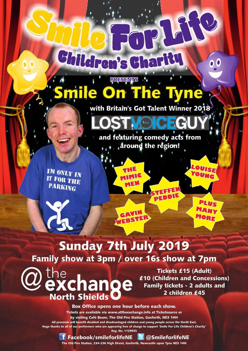 Please retweet!

Tickets still available for #SmileontheTyne at <a href="/attheexchange/">@theexchange</a> with <a href="/LostVoiceGuy/">Lost Voice Guy</a>, <a href="/TheMimicMen/">هكر</a> @SteffenPeddie and others! Two hilarious shows on Sunday 7th July. Tickets here: ticketsource.co.uk/theexchange