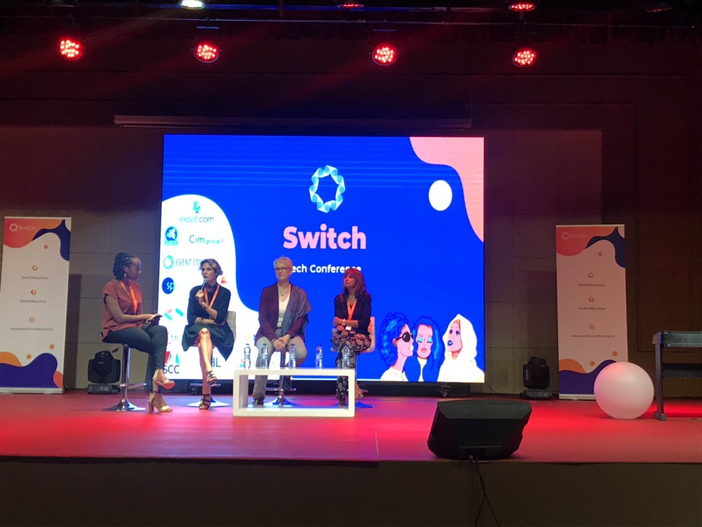 SWITCHMauritius's tweet photo. This morning, we kicked off with a panel discussion featuring Laurence Janssens, Susanne Alfs, @Rose_Moru &amp; @ZulaikaSun moderated by Elizabeth Mwangi who pulled back curtains on their deep-seated passion for technology.

#SwitchConf19 #SwitchLevels #TechingOver https://t.co/zrANsHoODt