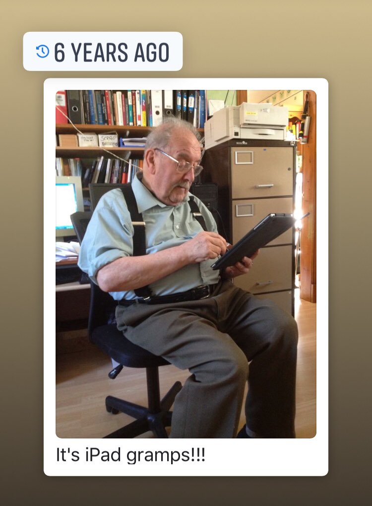 6 years ago - Tom Brown, ‘working something out’ on his iPad at home. No iPad workings now - but he had a sociable, two whisky day yesterday and enough energy to indicate he was comfortable - then tell me to go away. Still in charge Pops 👏🏻👏🏻#medicalultrasound