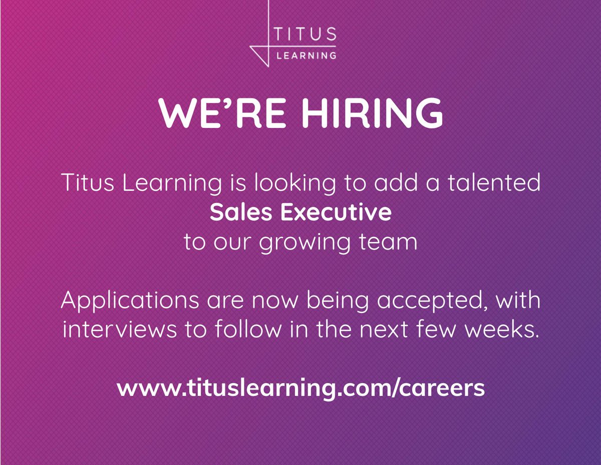 Ready for a new challenge?? 😈 check the link below!

tituslearning.com/sales-executiv…

#Leeds #Bradford #Sales #Jobs #NewJobs #Vacancies #Hiring