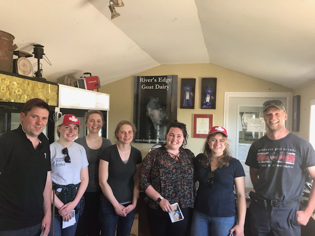 Thursday was a busy day with the <a href="/JuniorFarmers/">JFAO</a> international delegates. We visited <a href="/Semex/">Semex</a> , a mink ranch where one of our members works, <a href="/RiversEdgeGoats/">River'sEdgeGoatDairy</a> , had lunch at the Goofy Newfie in Fergus and a campfire BBQ at a members house. 
Followed by a rest day on Friday!