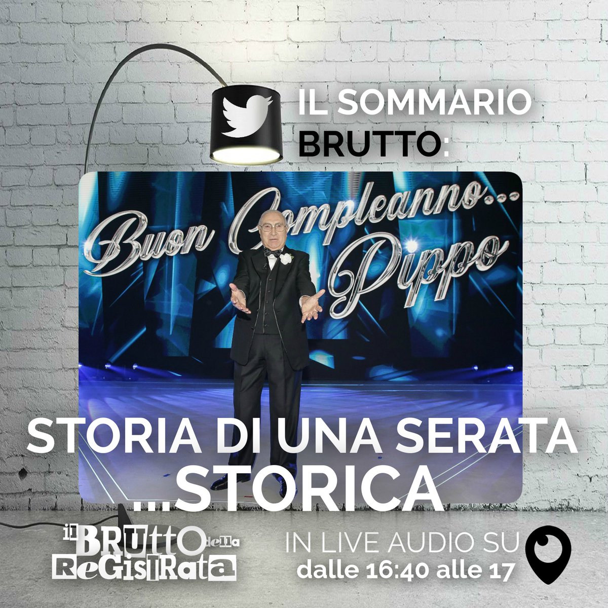 IIBruttoAccount's tweet photo. È nella bellissima atmosfera celebrativa per #PippoBaudo e #Corrado che si conclude oggi l'avventura de #IlBruttodellaRegistrata. La Banda della Diretta e il capitano @borraccino_ vi aspetta in Live Audio alle 16:40, tra ospiti a sorpresa e annunci importanti. UN BRUTTO GRAZIE!🖤 https://t.co/YNmpzRgOwn