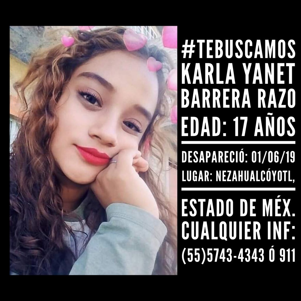 MayeyaMota's tweet photo. @Marpfa @nonalorehedzg03 @alynmon @Drago237 @LLuisrg01 @ethally @saltinmoryur @Fidel_el_de_aca #Tebuscamos
#KarlaYanethBarreraRazo
Cada sábado, en apoyo a nuestros amigos @alynmon y @Drago237, se realiza el #PaseDeLista11am para dar visibilidad a muchas causas necesarias. Únete x favor.@ElSucioNash @lionMX4 @MaraDeJessMend3 @GranNaval
@lydiacachosi https://t.co/c7G9vREyge