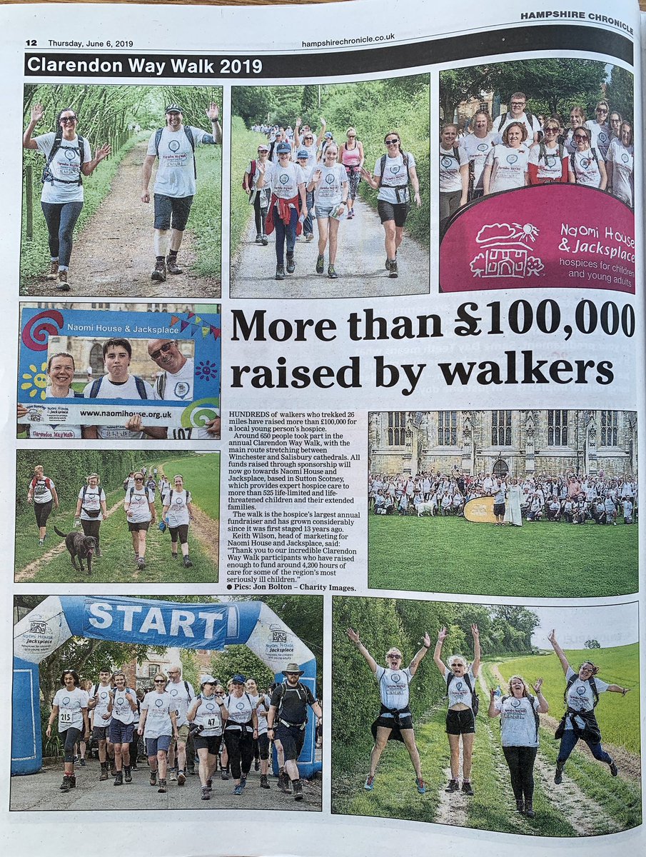CharityImages's tweet photo. Nice to see a few photographs of the @naomiandjack Clarendon Way Walk published in the @hantschronicle this week. A fantastic amount of money raised. #ClarendonWayWalk #naomihouse #charitywalk https://t.co/gbtcxSVW8a