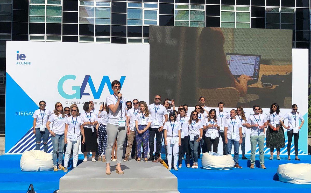 MarHdeMendoza's tweet photo. IE’s International Development Team welcoming our Alumni on campus this weekend. + 80 nationalities represented, a fun and inspiring agenda and lots of networking ahead of us! #IEGAW @SabineYazbeck @deiseleobet @iraissr @IE_Spain @FioGamero @TetKretova @IEAlumni #ProudToBeIE https://t.co/Hd9l6klVrv