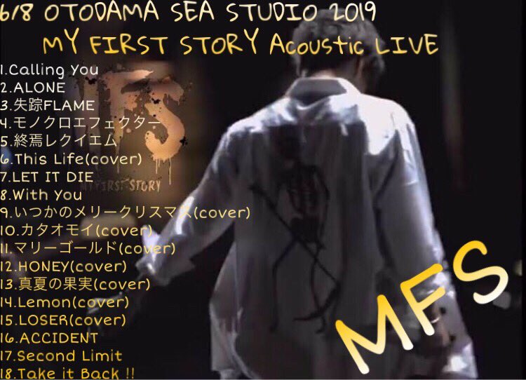 uw2mfs1_6o's tweet photo. 6/8 OTODAMA SEA STUDIO 2019
MY FIRST STORY Acoustic LIVE🎶

本日のセトリです🙈

#OTODAMA 
#MYFIRSTSTORY #Acoustic
#セトリ https://t.co/YS7jZzzDFg