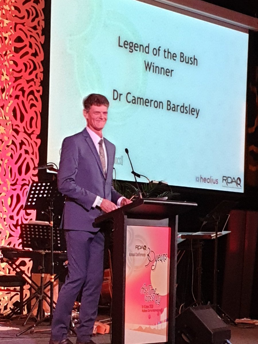 WhitGP's tweet photo. @RuralDocsQ congratulates #RDAQ2019 Legend of the Bush Dr Cameron Bardsley "I might not be a legend, but I've worked with plenty....look after your team, all of them, but the patients ALWAYS come first " 👏👏👏👏👏 https://t.co/pEIYzdXOr8