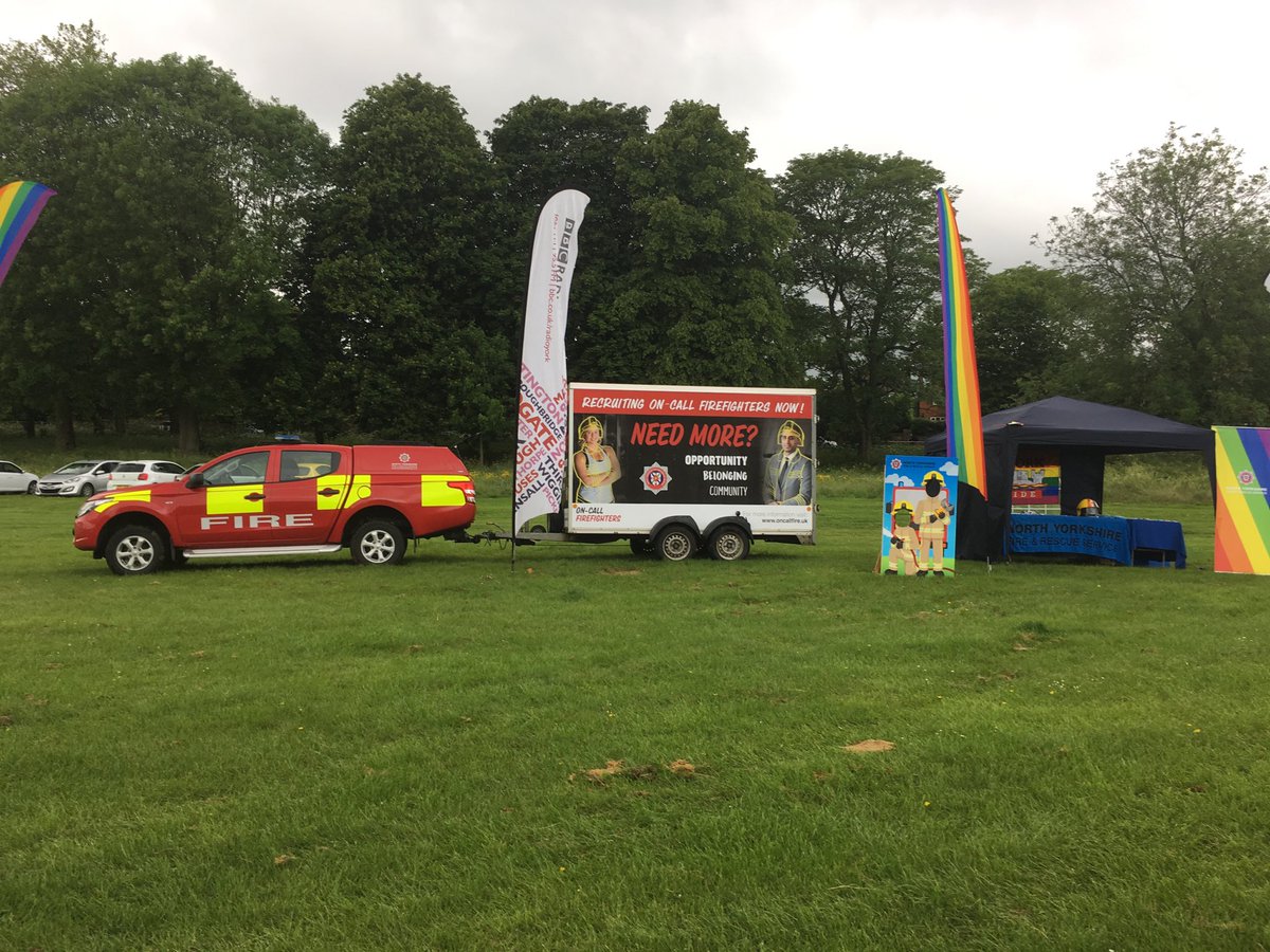 All set up on York knavesmire. North Yorkshire Fire and Rescue supporting York Pride