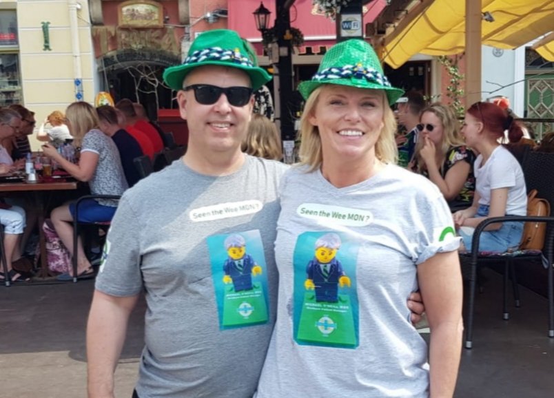 LondonNISC's tweet photo. #NorthernIreland fans in #Tallinn #Estonia these lovely people are sellibg #WeeMON figures today to help 20 NI #charities so look out for them #GAWA https://t.co/Q3AVaIq81s https://t.co/0rVXNd1kaK