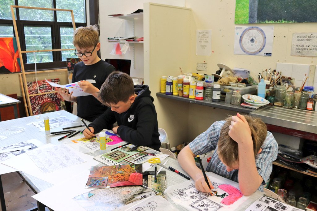 YorkISSP's tweet photo. Students have been so inspired by our Yorkshire Re-imagined theme this morning. Here are some students in Group A working on their @YorkshireTea paper designs. https://t.co/wmDSF5awG6