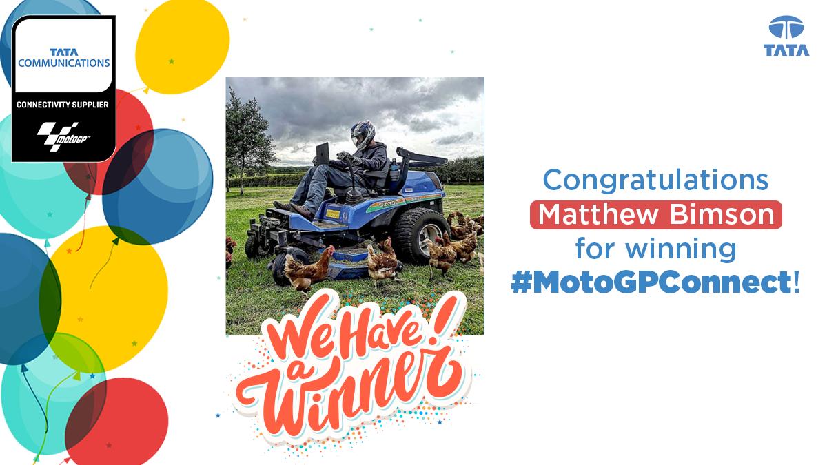 tata_comm's tweet photo. And we finally have a winner! @Mbimson you’ve just won yourself a trip to #CatalanGP, Barcelona and an interaction with @calcrutchlow! A big thank you to all those who participated in #MotoGPConnect! @MotoGP https://t.co/SP7V2Xsyll