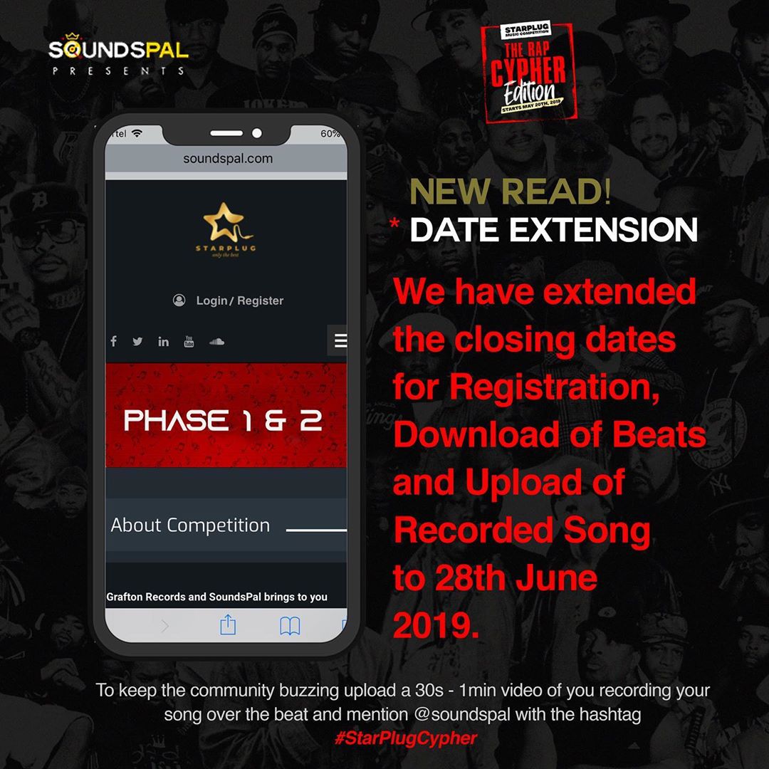 soundspal's tweet photo. Due to the increase in calls for an extension by participants. so they can do proper studio sessions, the closing Date for Registration, Download and Upload of Recorded Song has been Moved to 28th June, 2019.
Voting will now hold from 1st - 21st july #StarPlugCypher https://t.co/2lm9KbWh0I