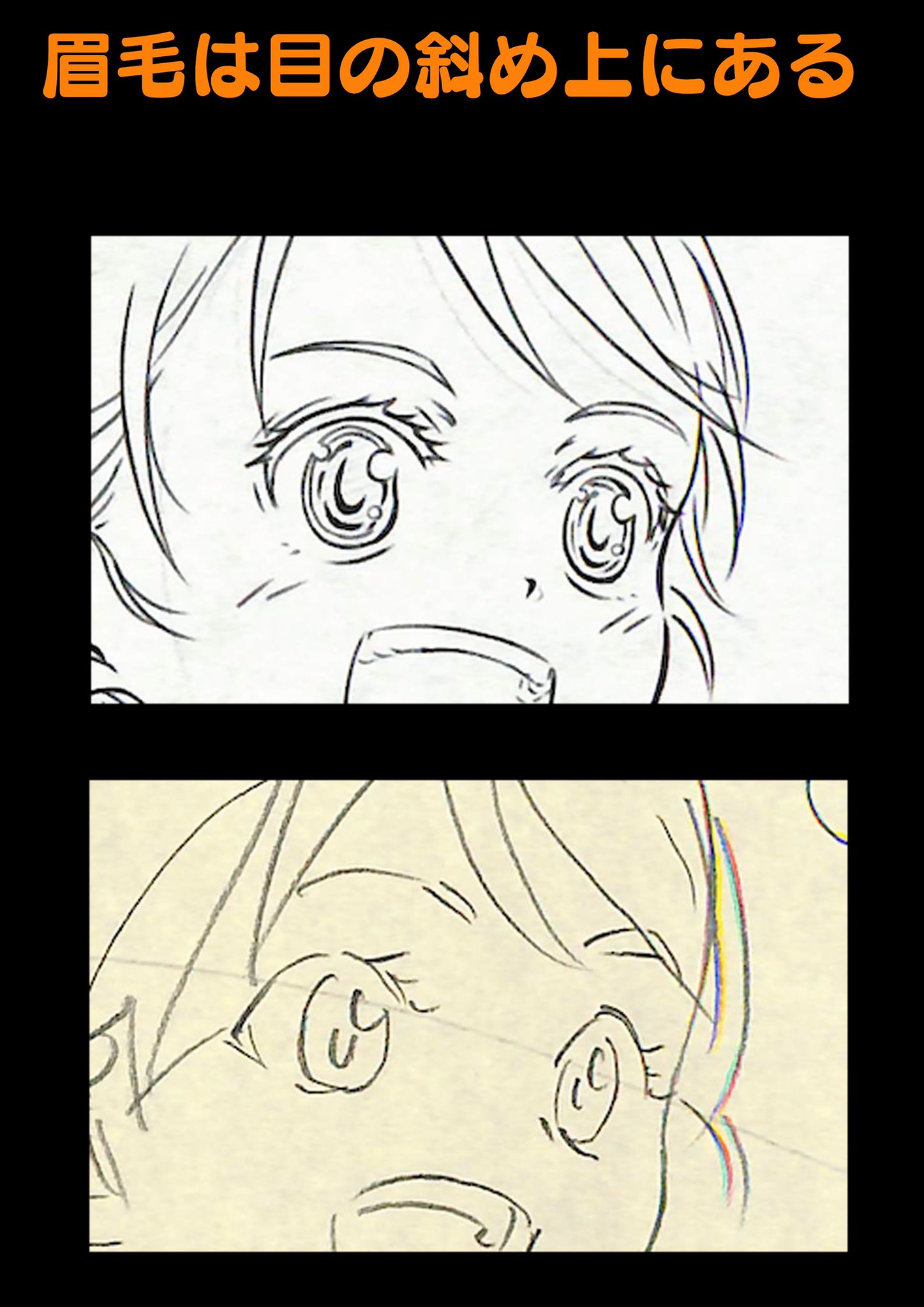 アニメ私塾 眉毛は目の斜め上にあると顔の立体感が出せる