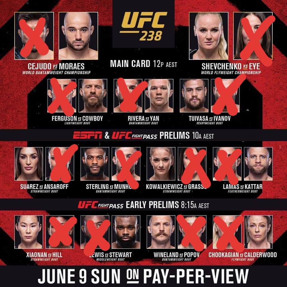 Rage_Potato_902's tweet image. Picks for tonight.
#UFC238
#teamcowboy
#teamfunkmaster
#teammagic
#teambullet
#teamsuarez
#JoJo2pointOhNo