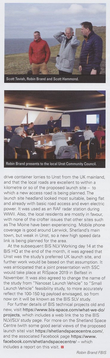 More good news as the influential <a href="/BIS_spaceflight/">BIS</a> formally adopts Unst as the UK's No.1 location for launch of small rockets. (Full details in the attached article in Spaceflight magazine.)