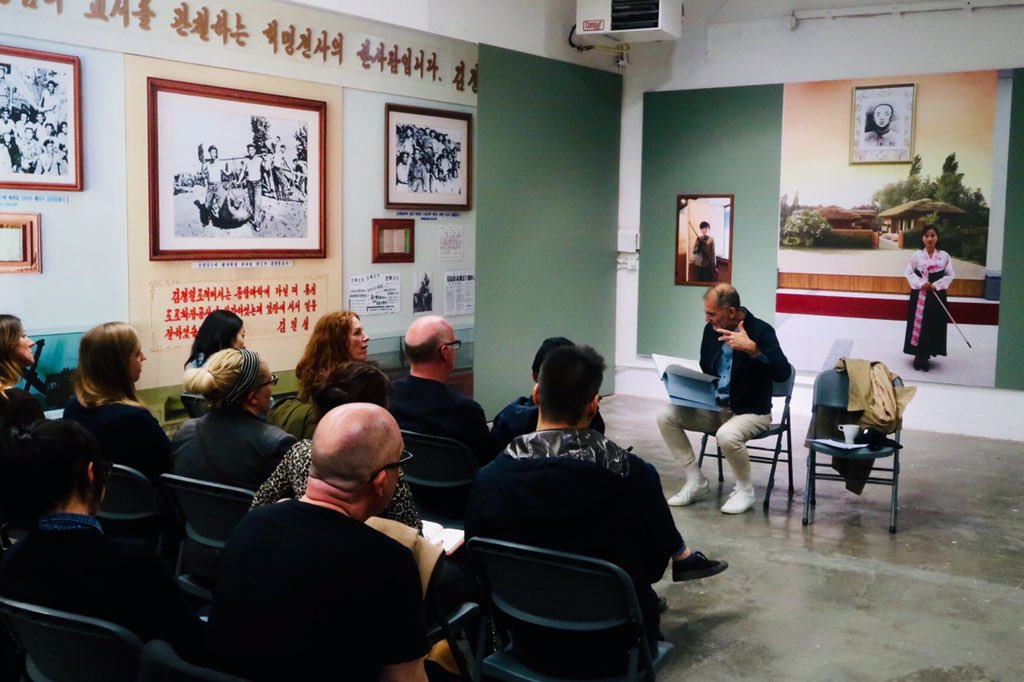 BelfastPhotoFes's tweet photo. ARTIST TALK: PHILIPPE CHANCEL 

We’re delighted to have Philippe Chancel @goldenthreadg today, talking about his ‘Kim Happiness’ exhibition and his journey to uncover truth and lies and maintain authenticity within photography. #BPF19 https://t.co/GgI0XpFY9t