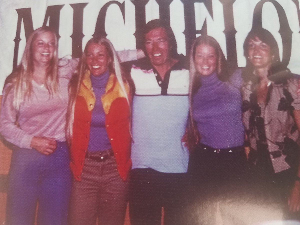 ussailing's tweet photo. First Womens's Nationals in 1979.... Hobie 14 sailing out of Lake Tahoe.
Shown here is the Team Texas Ladies 40 years ago.  Shown left to right is Michelle Stacy, Nancy Bateman, Hobie Alter Sr.,  Sheila Holmes and Marilyn Morris
 #alter19 https://t.co/eOC2G5LgRq