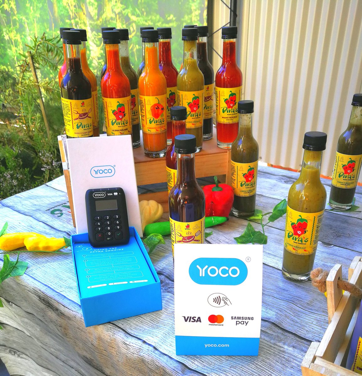 divasauces's tweet photo. Diva's Sauces is now using @Yoco_ZA for their other payment system/method... We are thrilled, you can swipe, tap&go, chip payment. #IssaDivasWay and our way is #Babisto_eDivalicious with #Yoco at @CafeNaited with @NtsikeleloMiya #WorldGinDay https://t.co/8hmKt6ibzf