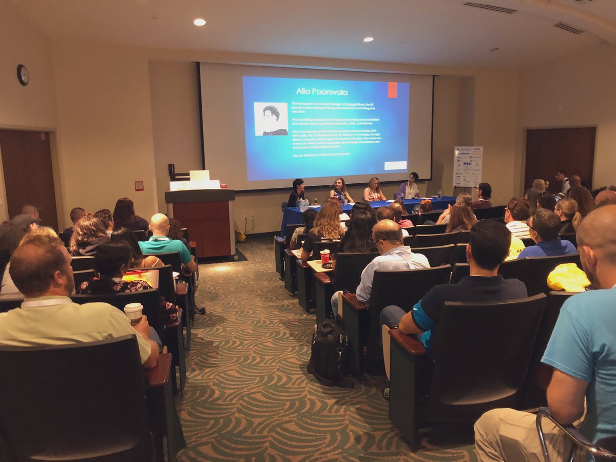 dianabeta's tweet photo. #sqlsatSoFLa has begun with an amazing #WomeninTechnology panel!!! Join us in the Lecture hall in the Carl DeSantis bldg. at Nova Southeastern University #sqlfamily #womenintech #witpass #pass @catarango @ndebickes @RitaCode7 @apoonawala #sqlsaturday #mujeresentecnologia https://t.co/mqwHE2zhab