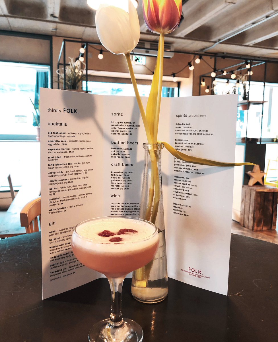 FolkLiverpool's tweet photo. HAPPY HOUR 4:30 - 7:00 🍹(Monday to Saturday) #cocktails #cloverclub #folkcocktails #happyhour #independentliverpool #liverpoolbars https://t.co/pdFSMzFvIX