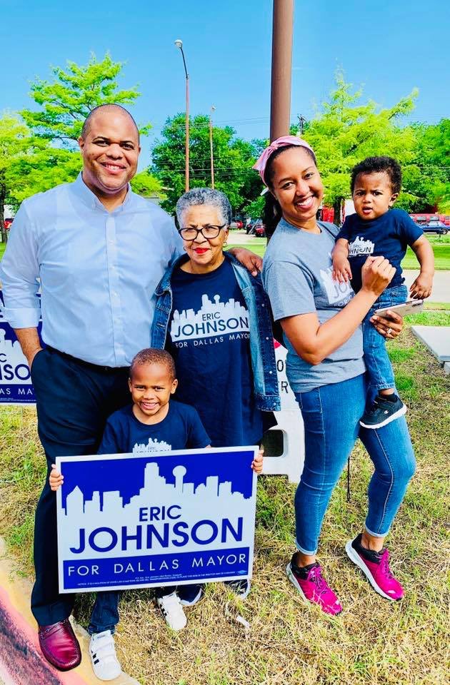 Johnson4Dallas's tweet photo. My family and I could not be more grateful for all of the support we've received during this long campaign for Mayor of the @CityOfDallas. It all comes down to today! Please vote before the polls close at 7 p.m. #JohnsonForDallas https://t.co/i09N56phZO