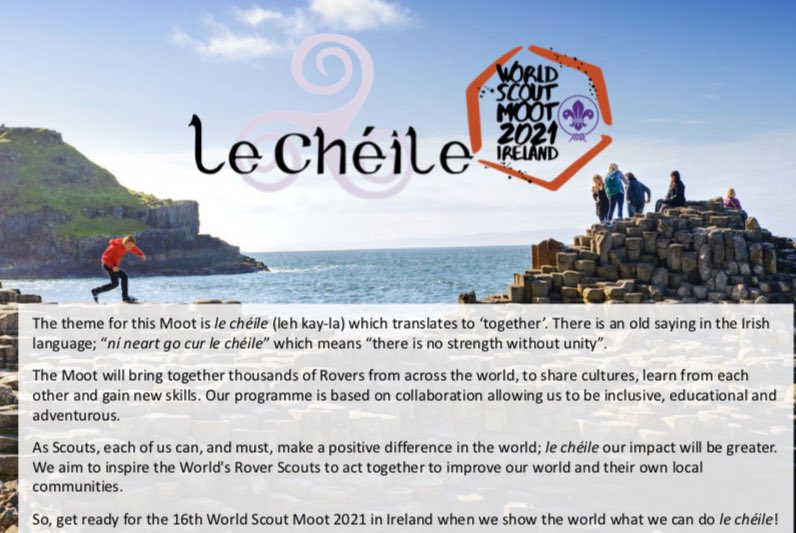IrishMoot2022's tweet photo. It’s here! The theme for Moot 2021 is Le Chéile - which means together in the Irish Language. https://t.co/lHlykoMF0o