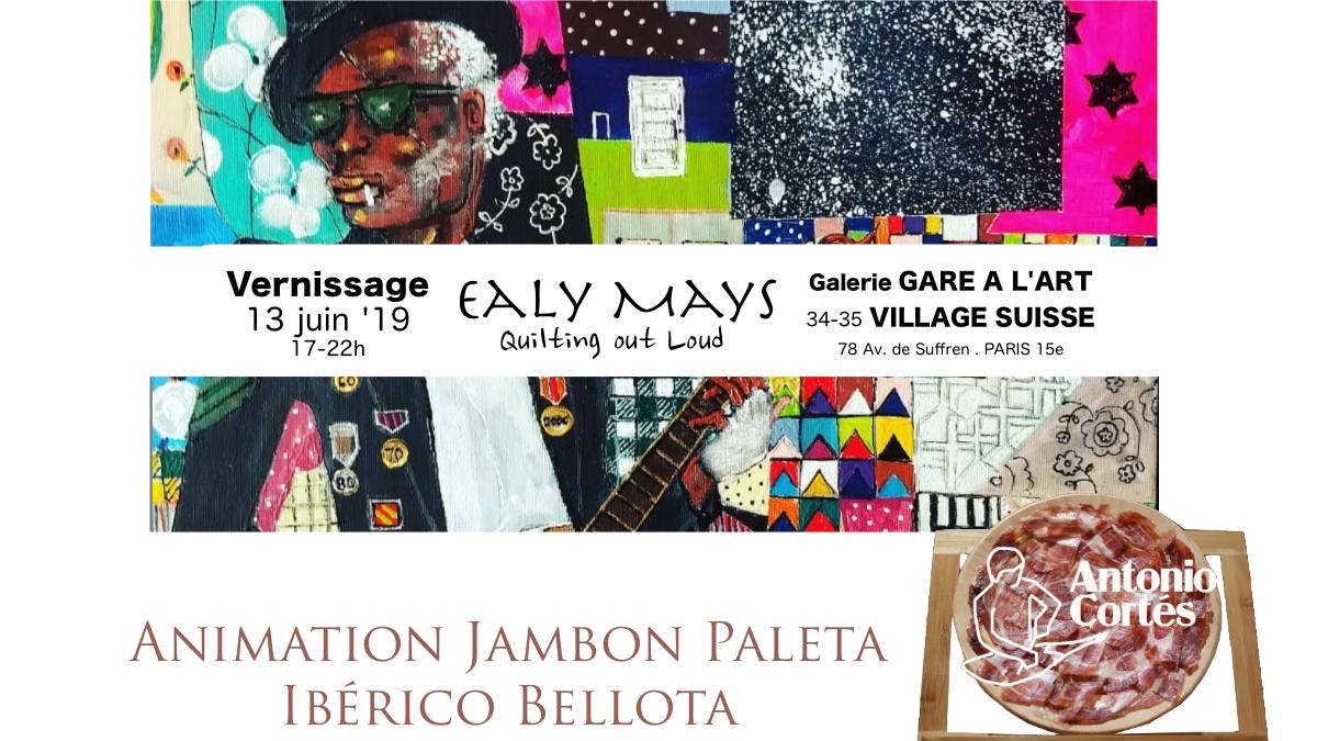 CortesJambon's tweet photo. Animation Bellota le 13 juin *17-22h* dans la vernissage de Ealy Mays “Quilting out Loud” à la Galerie Gare a l’art ( 34-35 Village Suisse. 78 Av. de Suffren. Paris 15e)  #mays #ealymays #villagesuisse #garealart #garealartparis #ealymaysatelier #vernissageparis #vernissage https://t.co/cRpKfBrngI