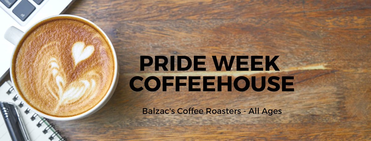 .@KingstonPride's annual Coffeehouse event is back in #ygk! Join us at Balzac’s Coffee (251 Princess Street) on June 10th from 6-8pm for this free, all ages, non-alcoholic, accessible event 🌈 Drinks and snacks may be purchased directly from @Balzacs bit.ly/2EsIv6p