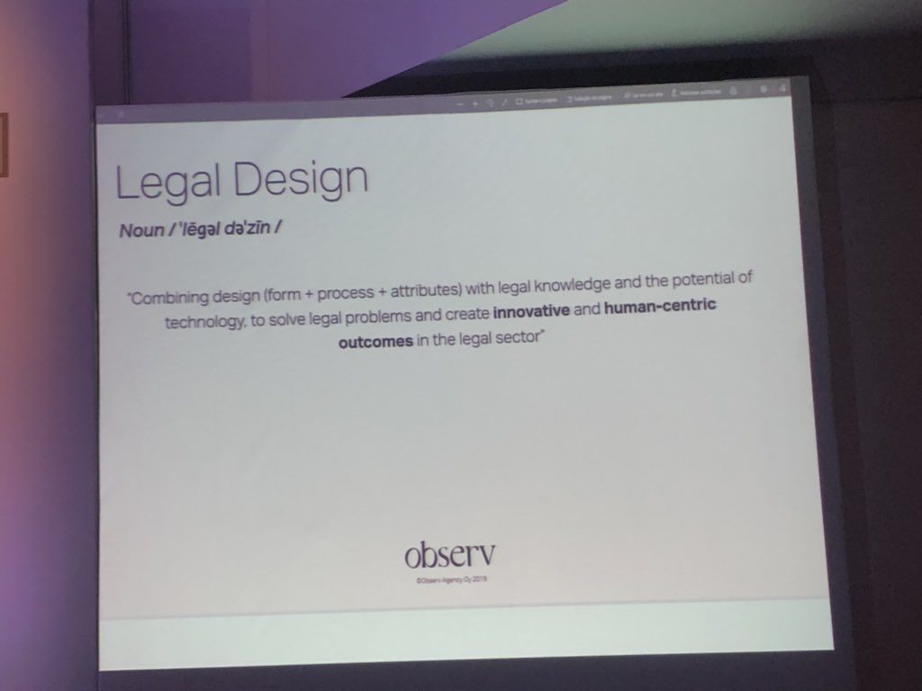 alixdevendra's tweet image. Love hearing other legal designers’ definitions of what it is we actuallly do! Meera Klemola of Observ Agency in Helsinki doing an amazing job of setting the scene for us today.  #legaldesignbr