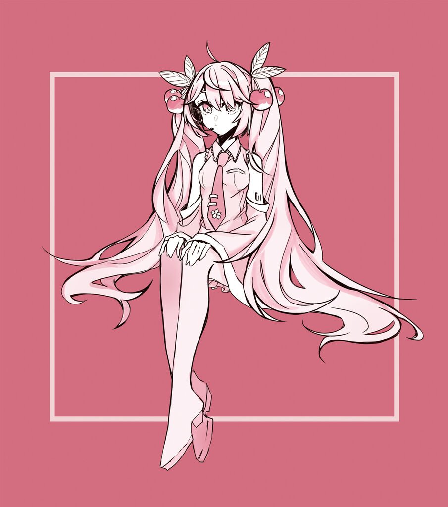 初音ミク ,桜ミク 「?ミク 」|鈴虫のイラスト