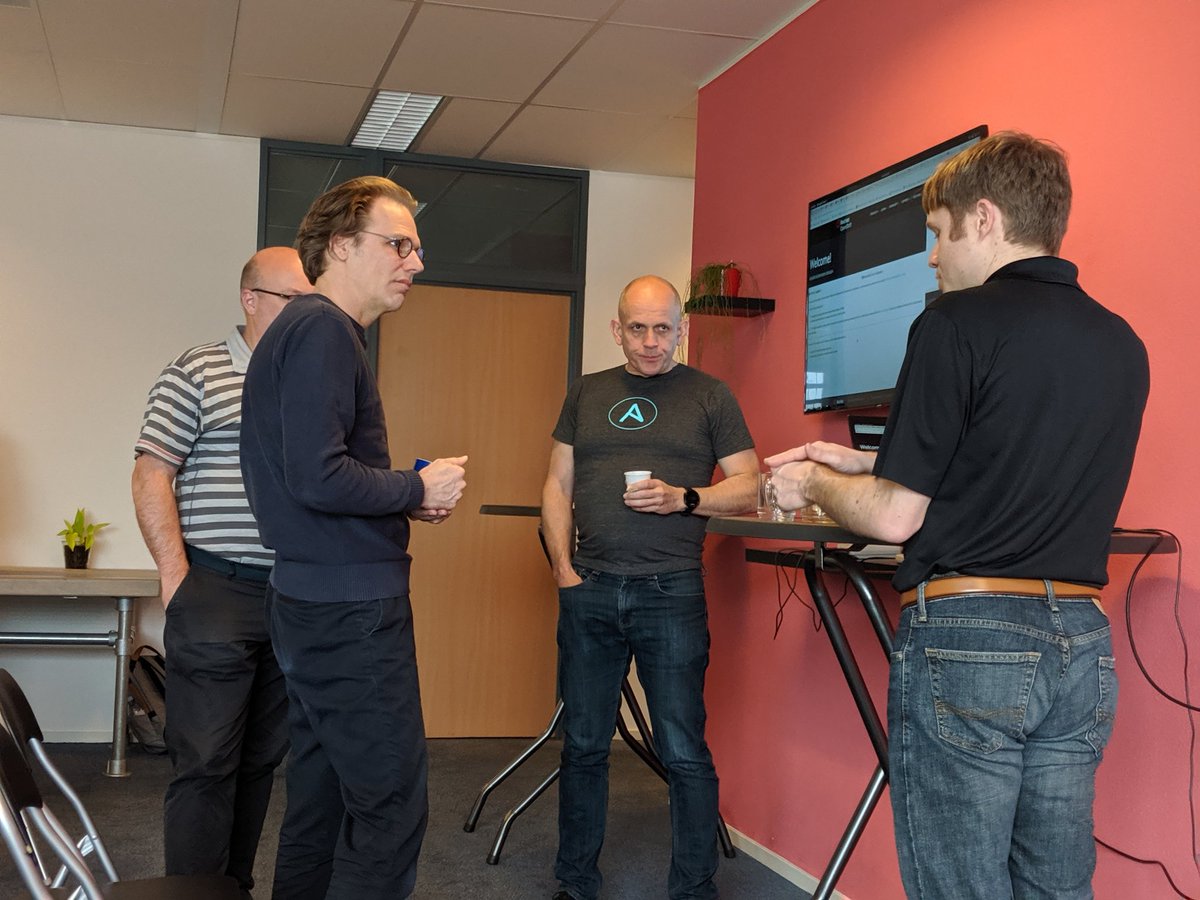 cybette's tweet image. Presentation and workshop modes, self-paced and assisting one another, great questions and discussions... The #Ansible community getting excited and educated about #Kubernetes Operators and #OperatorFramework at @AnsibleBenelux event.
