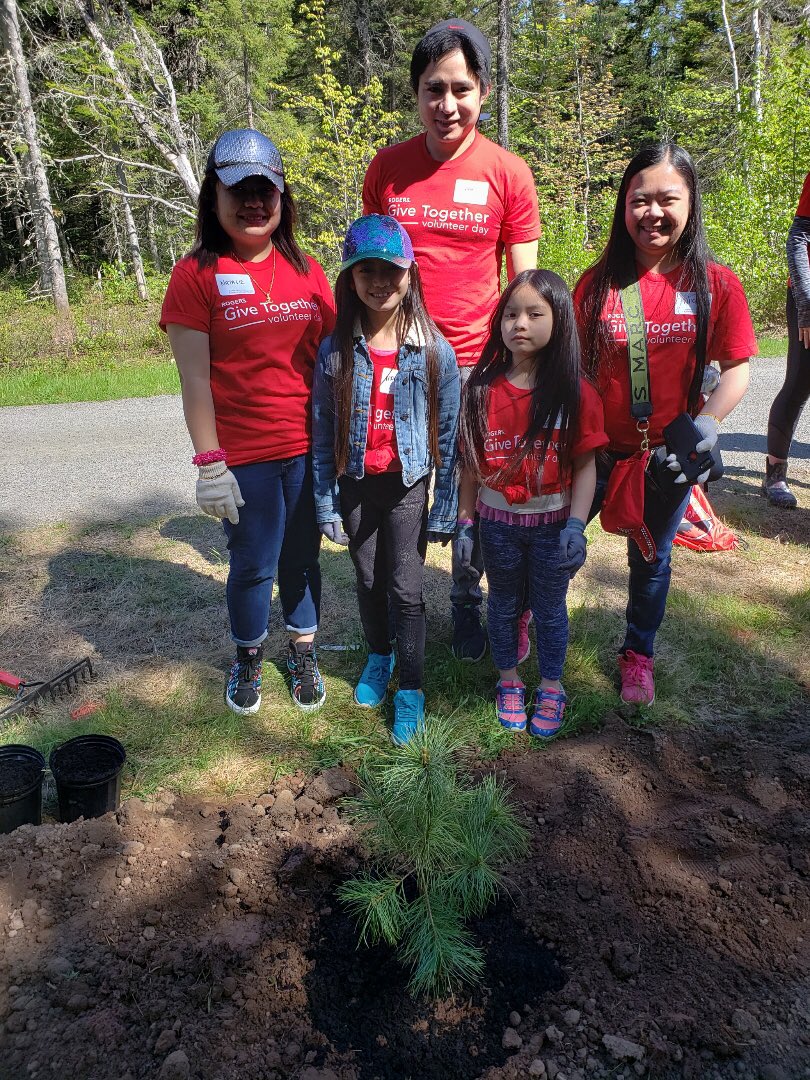 forestscanada's tweet photo. All smiles this morning in Moncton as we #GiveBack with @Rogers. Beautiful site for our tree on the east coast! #GiveTogether #LifeAtRogers #ForestRC https://t.co/lRfXkepCCR