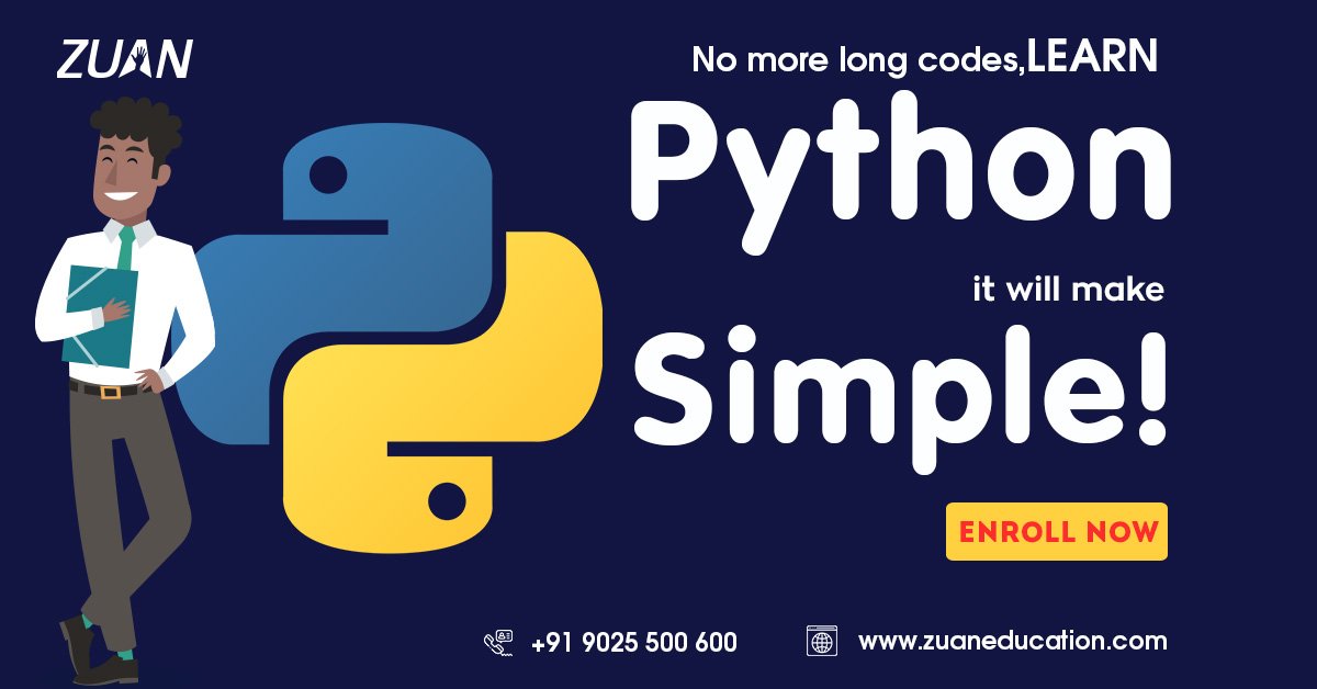 ZuanEducation's tweet image. Hey, are you Looking for the Python Classes in Chennai?
@ZuanEducation provides Python Classes. 👩💼
For more info Call us ☎️ 9025500600
Start Saving Today!!Enroll now!!⏭bit.ly/2VpCTjf
#pythontrainingchennai #pythononlinetraining #pythoninstitute #zuan_education #student