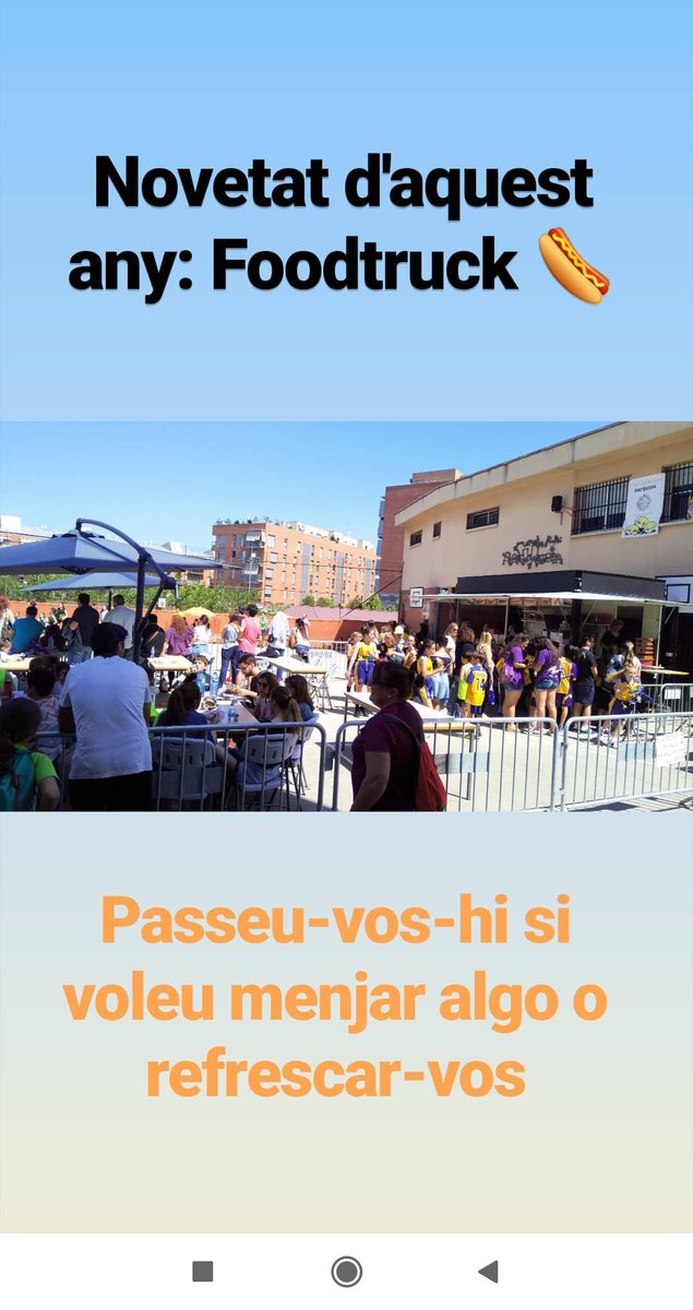 ues de les novetats del #convisport2019:
Una foodtruck amb zona de bar🌭 incorporada dins la zona de joc i el servei de fisioteràpia KUIDAT 😍(si tens alguna molèstia, pots passar-t'hi o apropar-te a preguntar! 💛💙