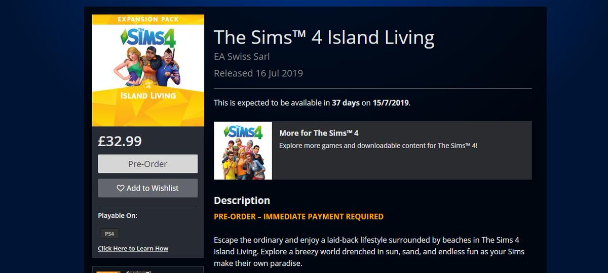 the sims 4 psn store