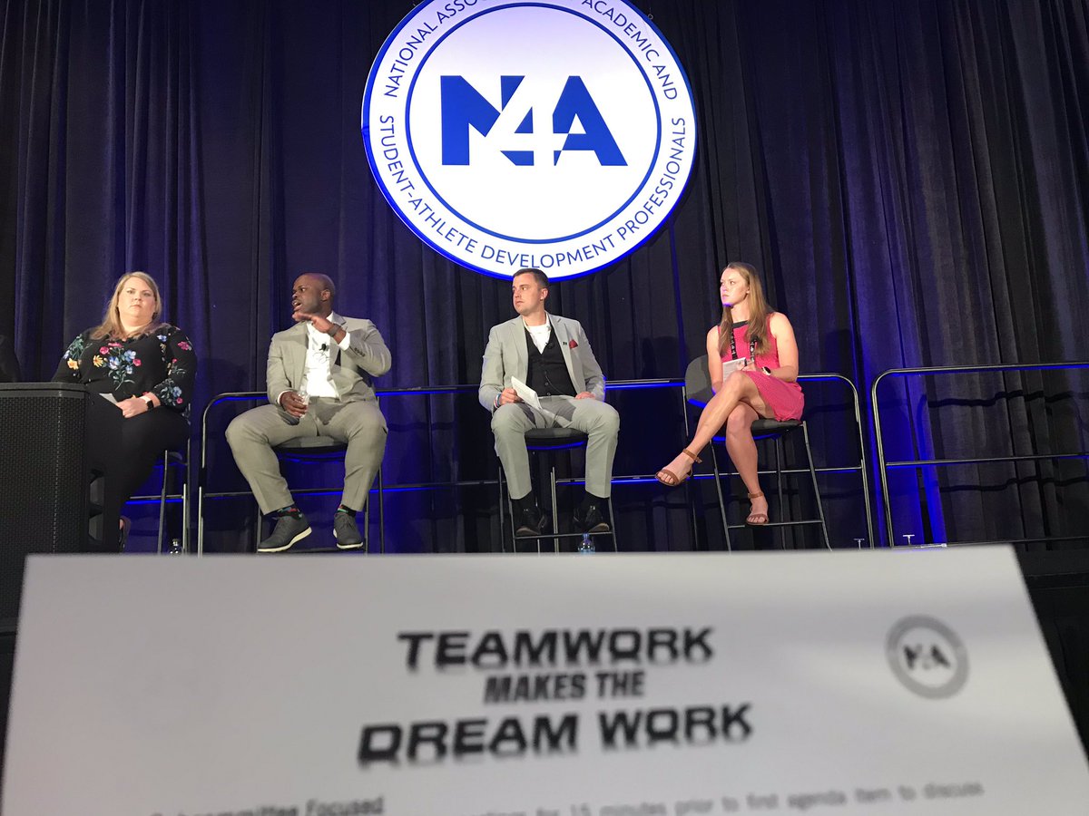 mlwoods30's tweet photo. Teamwork makes the dream work! Incredible professional development opportunity with @Rissy_E, @Lamarr_Lead, @MichaelSalm to share best practices based on our experiences collaborating in campus &amp; conference SAAC! #N4A19 https://t.co/sa8YnqgavC