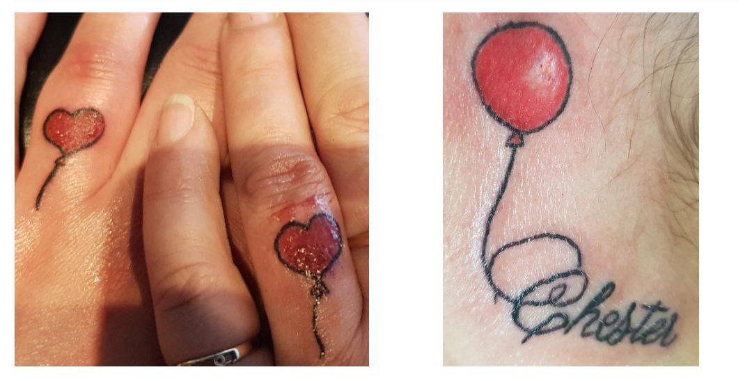 The matching balloon tattoos from  Ink Panther Tattoo  Facebook