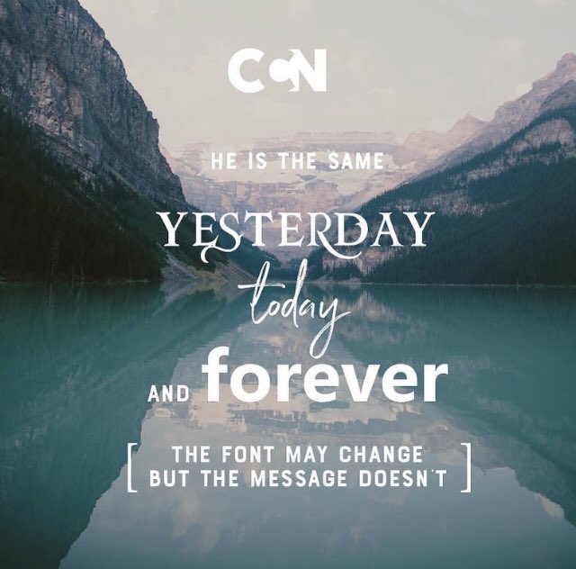 CCNUKtweets's tweet photo. He is the same, yesterday, today and forever. The message never changes the means does. What do you think?
#ccnuk
#christiancreative https://t.co/lwJleTZNhV
