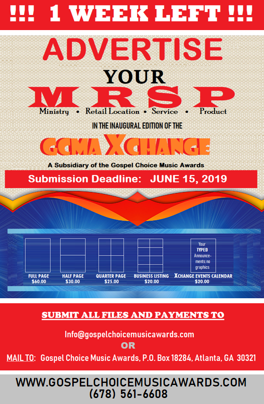 NLTSCnfo's tweet photo. AFFORDABLY ADVERTISE your M.R.S.P. in the GCMA Xchange which debuts June 28 - 29, 2019 @ Gospel Choice Music Awards!!!  
https://t.co/D3rmw39heF https://t.co/XuXnaVbYoh