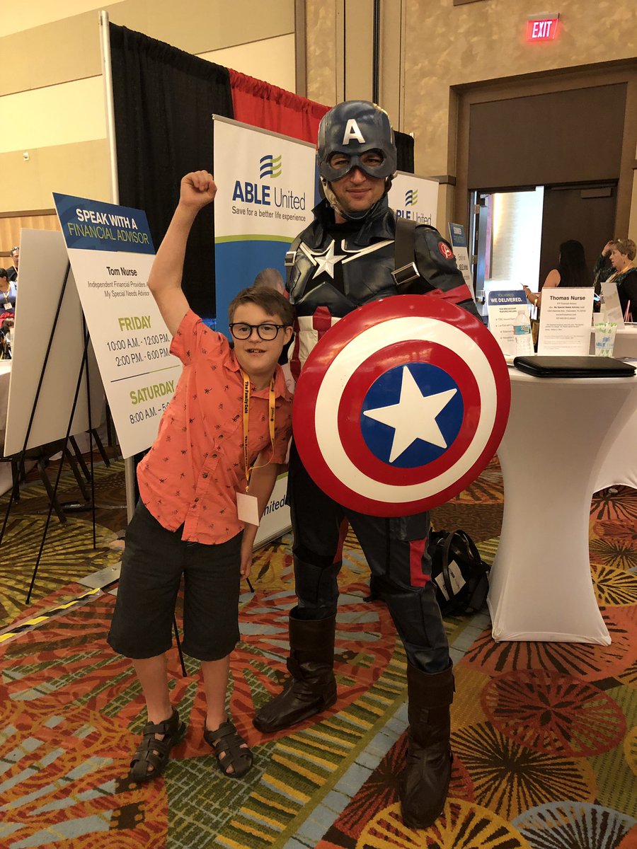 calebscrew's tweet photo. Make sure to come meet Captain America! He’s at the #ABLEUnited booth here at the @TheFamilyCafe ! #ABLEUnited #21stAFC #FamilyCafe2019 #superhero https://t.co/X7DlZ7A1Xx