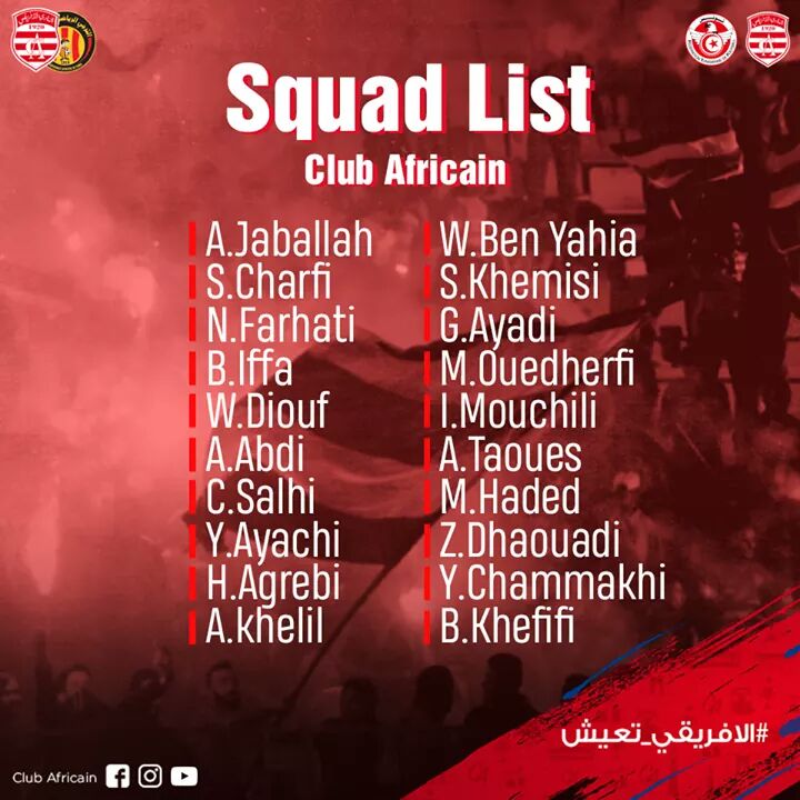 Squad List ⚪️🔴
#ClubAfricain #CAest