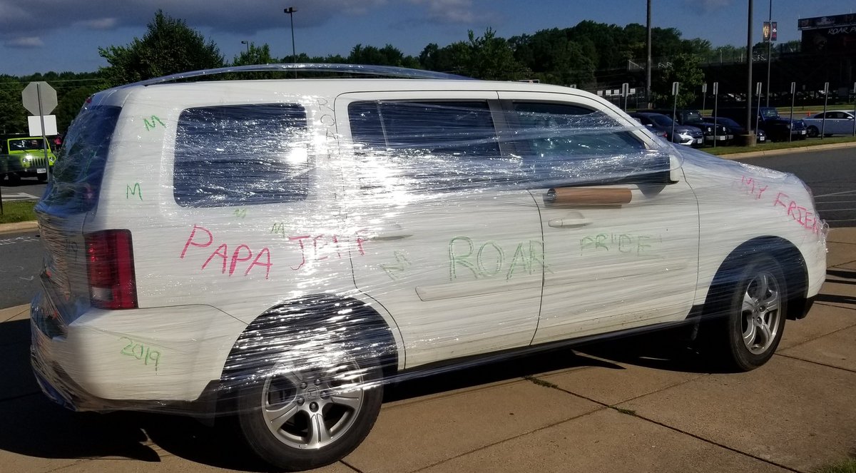 <a href="/dolsonkad/">Kirk Dolson</a> <a href="/_PVHS19/">Class of 2019</a> <a href="/Park_View_HS/">PVHS</a> I see your wrapped car <a href="/dolsonkad/">Kirk Dolson</a> and give you these from the <a href="/HHSClassof2019_/">HHS Class Of 2019</a> PRIDE of Heritage!  Best of luck to all of our Seniors! #classof19 #lcps19 #itsawrap