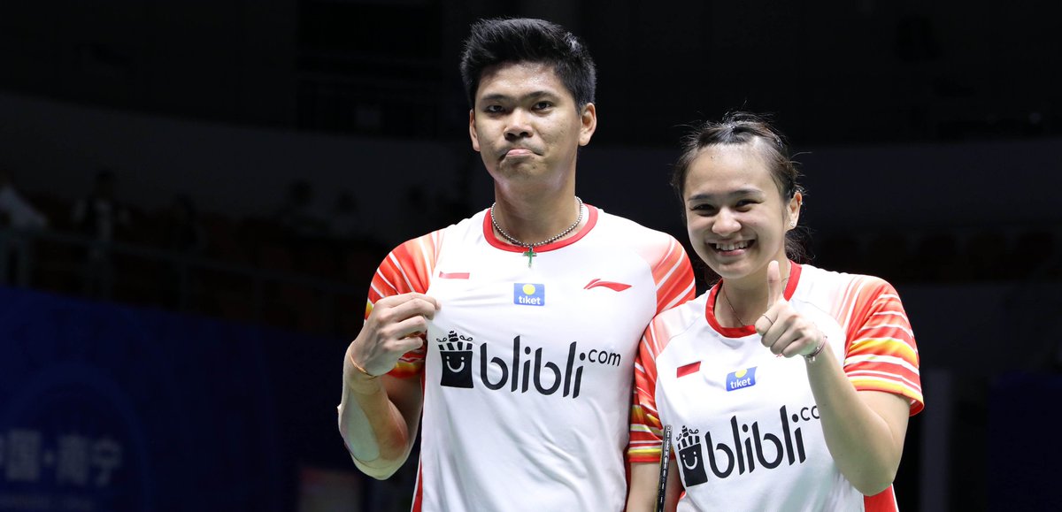 Pasangan ganda campuran Indonesia, Praveen Jordan/Melati Daeva Oktavianti saat berlaga di Australia Open 2019. Pada turnamen itu, Praveen/Melati meraih runner-up.
