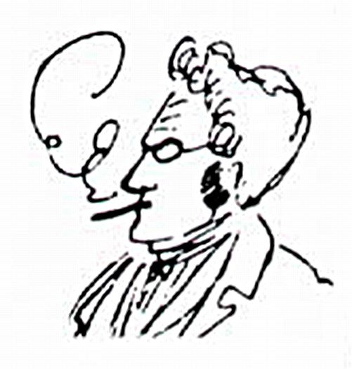 54b\\ Fun fact: Stirner apparently got his pseudonym from friends due to his high forehead (forehead = Stirn). Karl Marx and Friedrich Engels disparagingly called him Sankt Max (Saint Max). Engels drew a caricature of Stirner in 1842 (see picture).