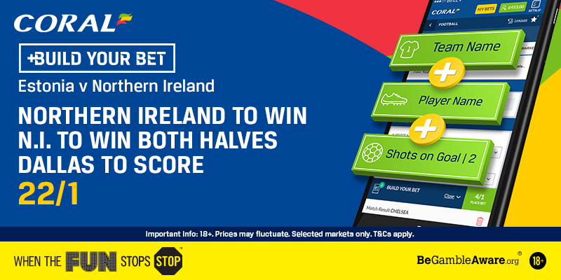 Coral's tweet photo. Fancy this #BuildYourBet for Northern Ireland's Euro qualifier? ✅
Build this or combine your own stats for an instant price! 👇
https://t.co/EsBiaFEpfm https://t.co/6V3ubvAnYI