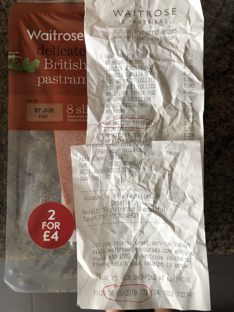 <a href="/waitrose/">Waitrose & Partners</a> very surprised/annoyed to  buy out of date pastrami from your Windsor branch this morning!! No lunch for me then!
